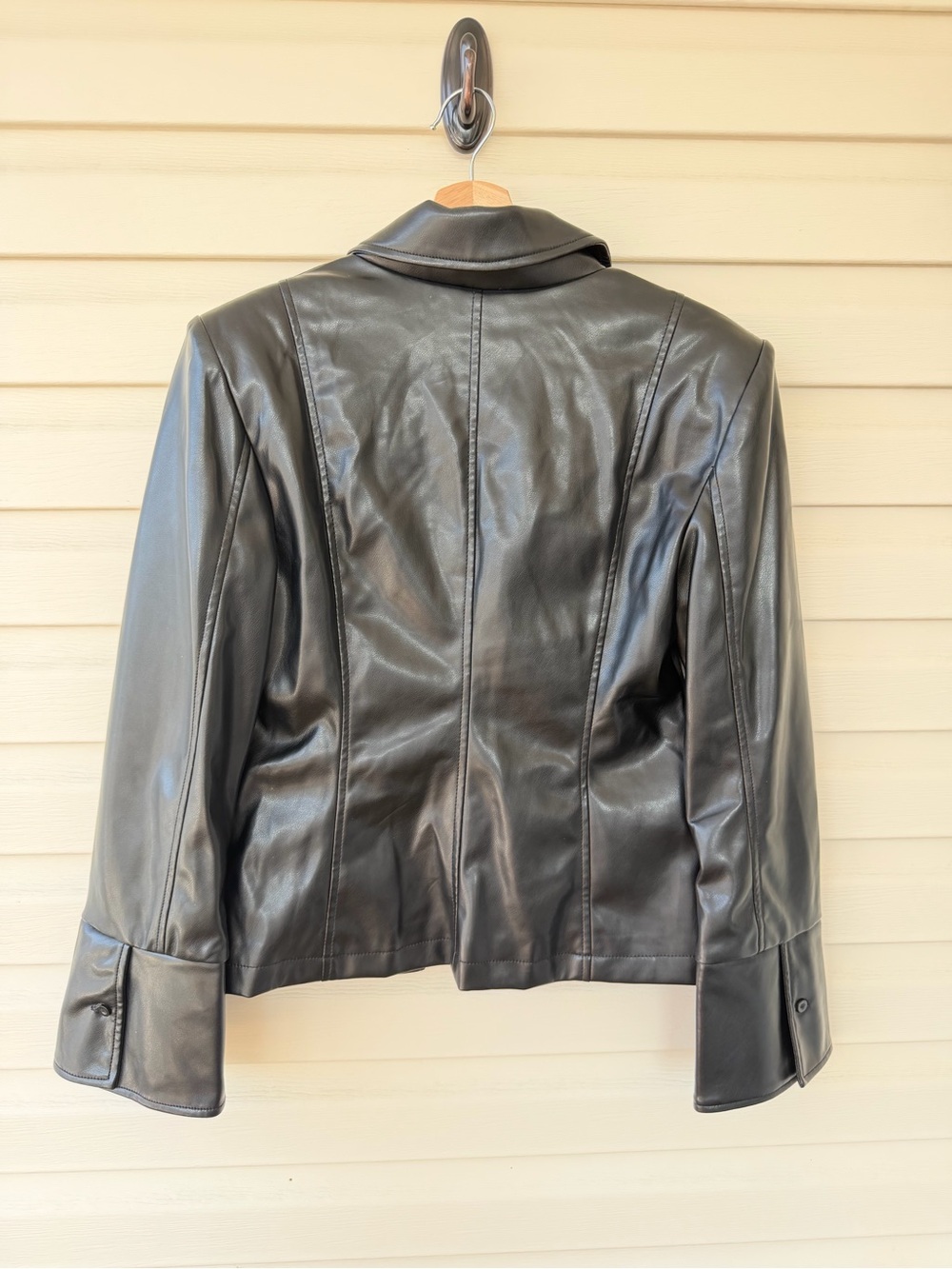 Avec Les Filles Black Leather Zip-Front Jacket - Picture 2 of 6